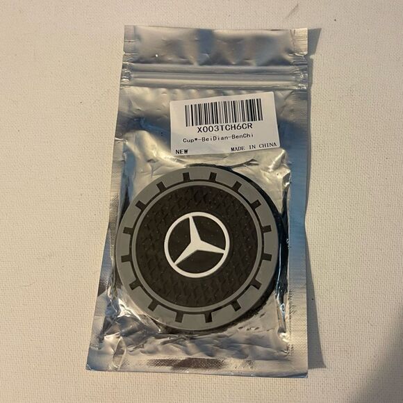 Mercedes logo cup Coasters in black and gray Set of 2 NWT - Picture 8 of 8